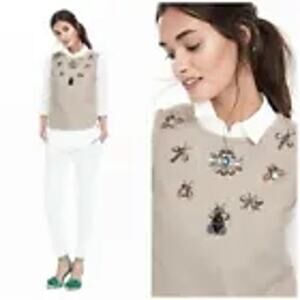 NWT Banana Republic | L |Embellished Jeweled Linen Sleeveless Vest Top Tank $105